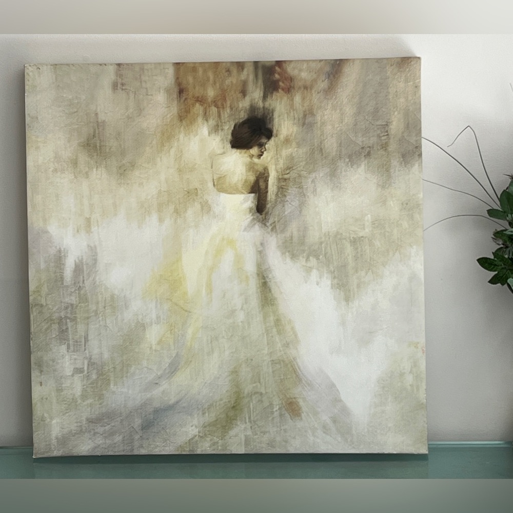 PTM Images Print Oil Painting on Canvas - WOMAN IN WHITE DRESS